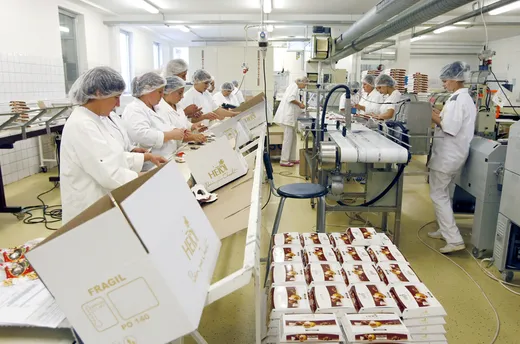 Worker in a food factory