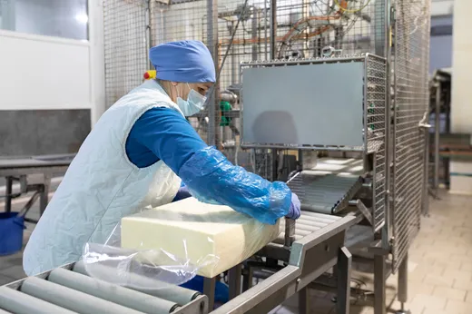 Packer at a dairy plant